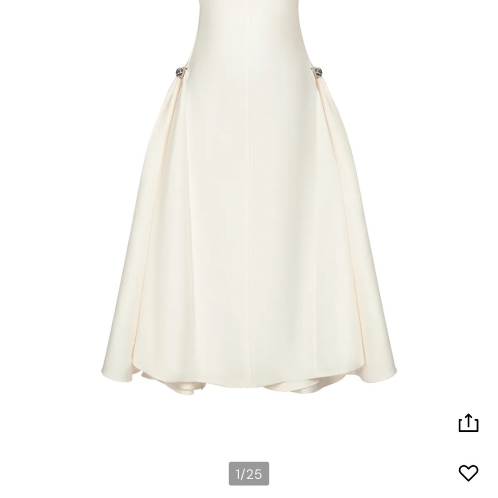 Elegantly sleeveless Draped Cream Midi Dress with silver side detach accessories - Picture 4 of 7